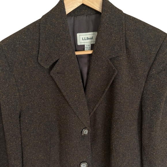 L.L. Bean Women’s Brown Blazer Wool/Silk Blend Tailored Fit Notched Lapels L - Picture 4 of 10